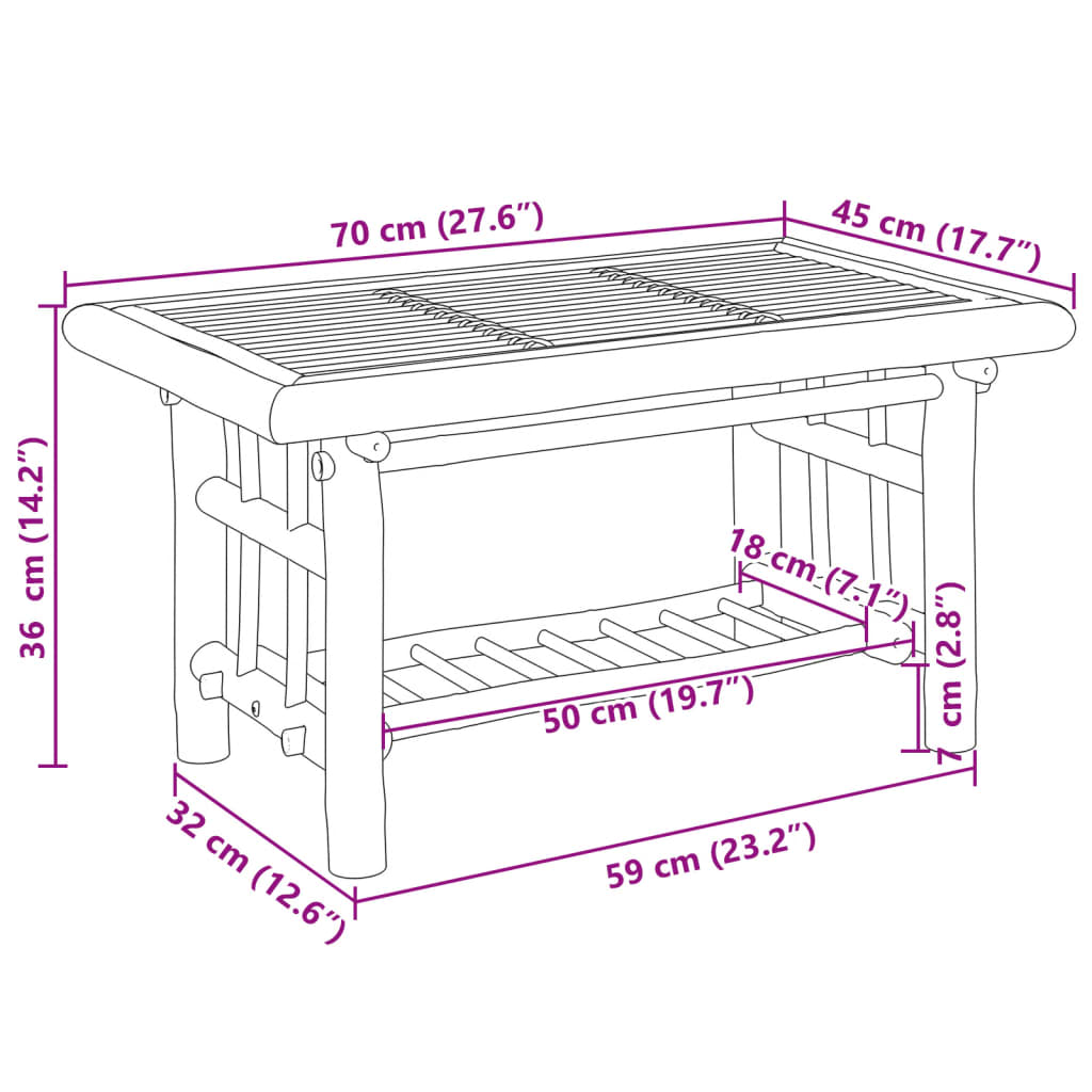 Soffbord 70x45x36 cm bambu