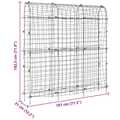 Trädgårdsspaljé för klätterväxter U-formad 181x31x182,5 cm stål