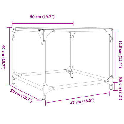 Soffbord med svart glasskiva 2 st 50x50x40 cm stål