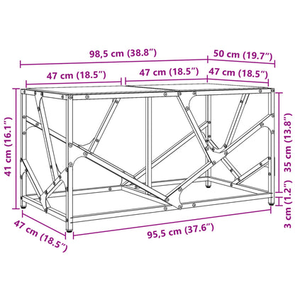 Soffbord med transparent glasskiva 98,5x50x41 cm stål