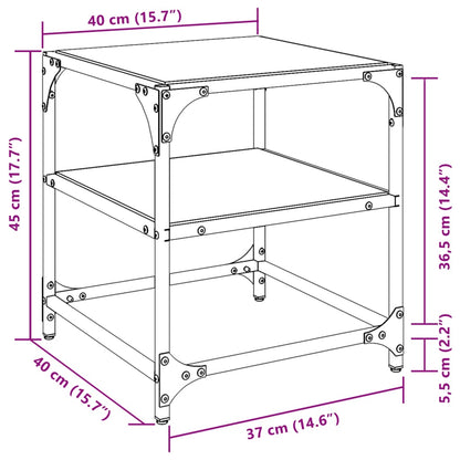 Soffbord med svart glasskiva 2 st 40x40x45 cm stål