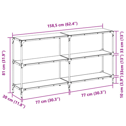 Konsolbord med transparent glasskiva 158,5x30x81 cm stål