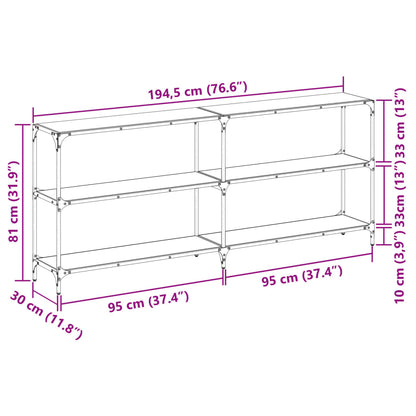 Konsolbord med transparent glasskiva 194,5x30x81 cm stål