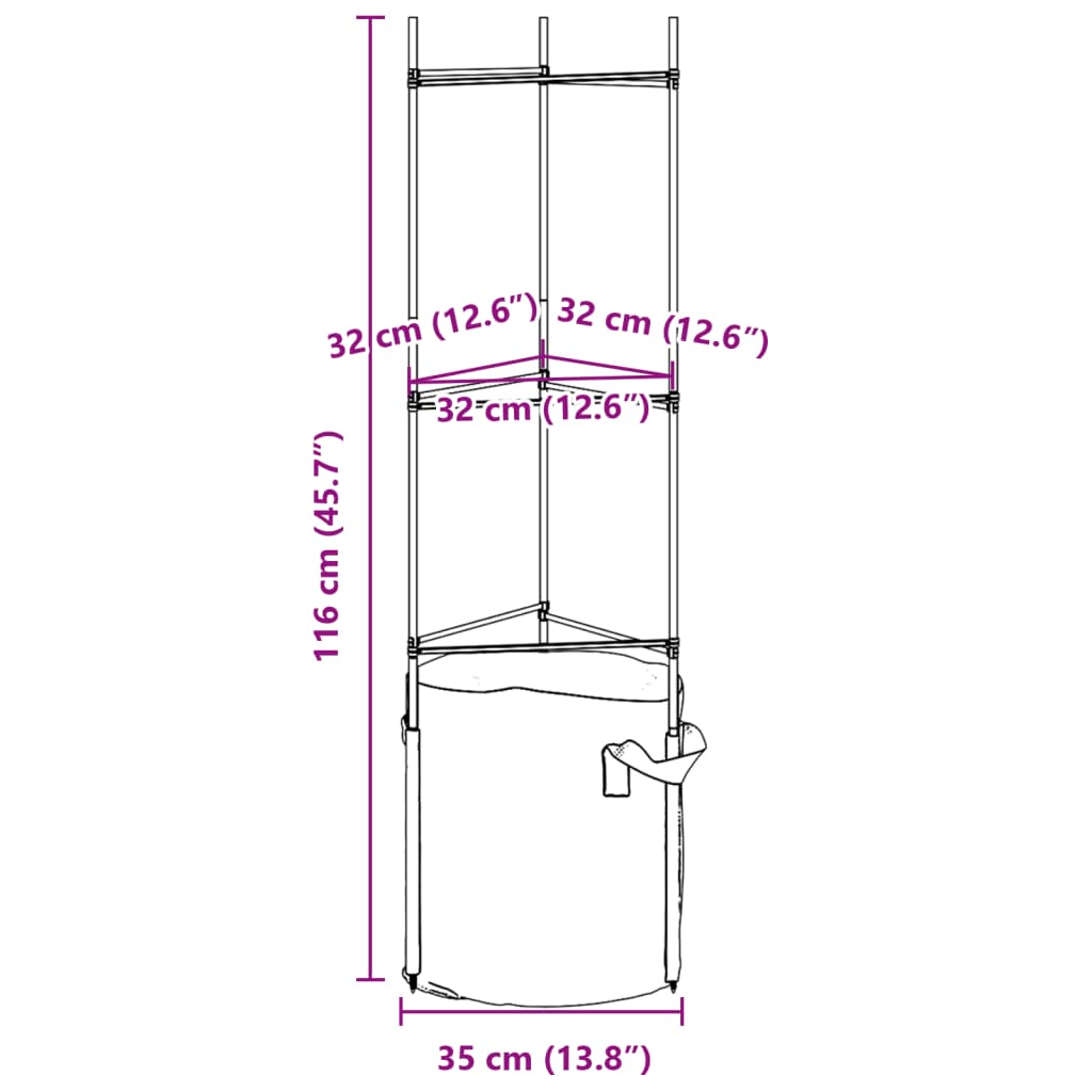 Tomatburar med växtpåsar 6 st 116 cm stål och PP