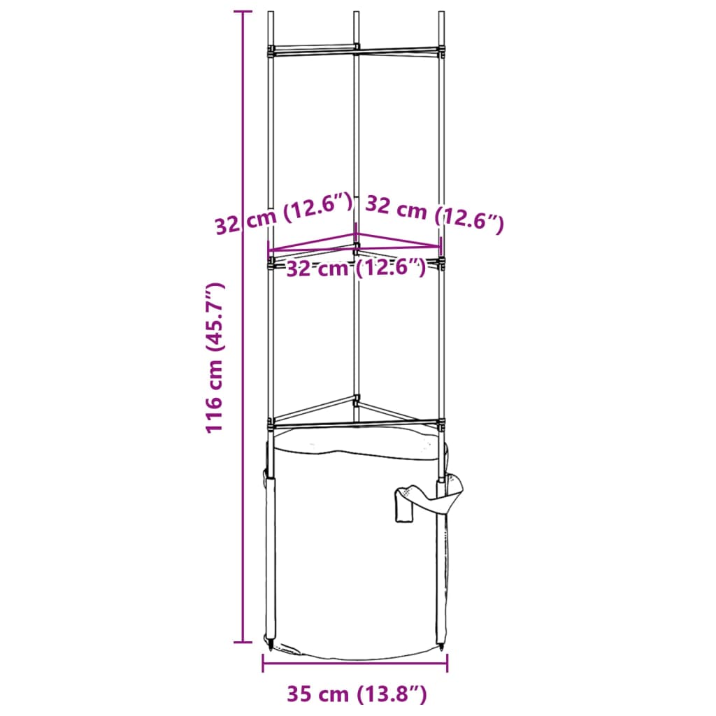 Tomatburar med växtpåsar 8 st 116 cm stål och PP