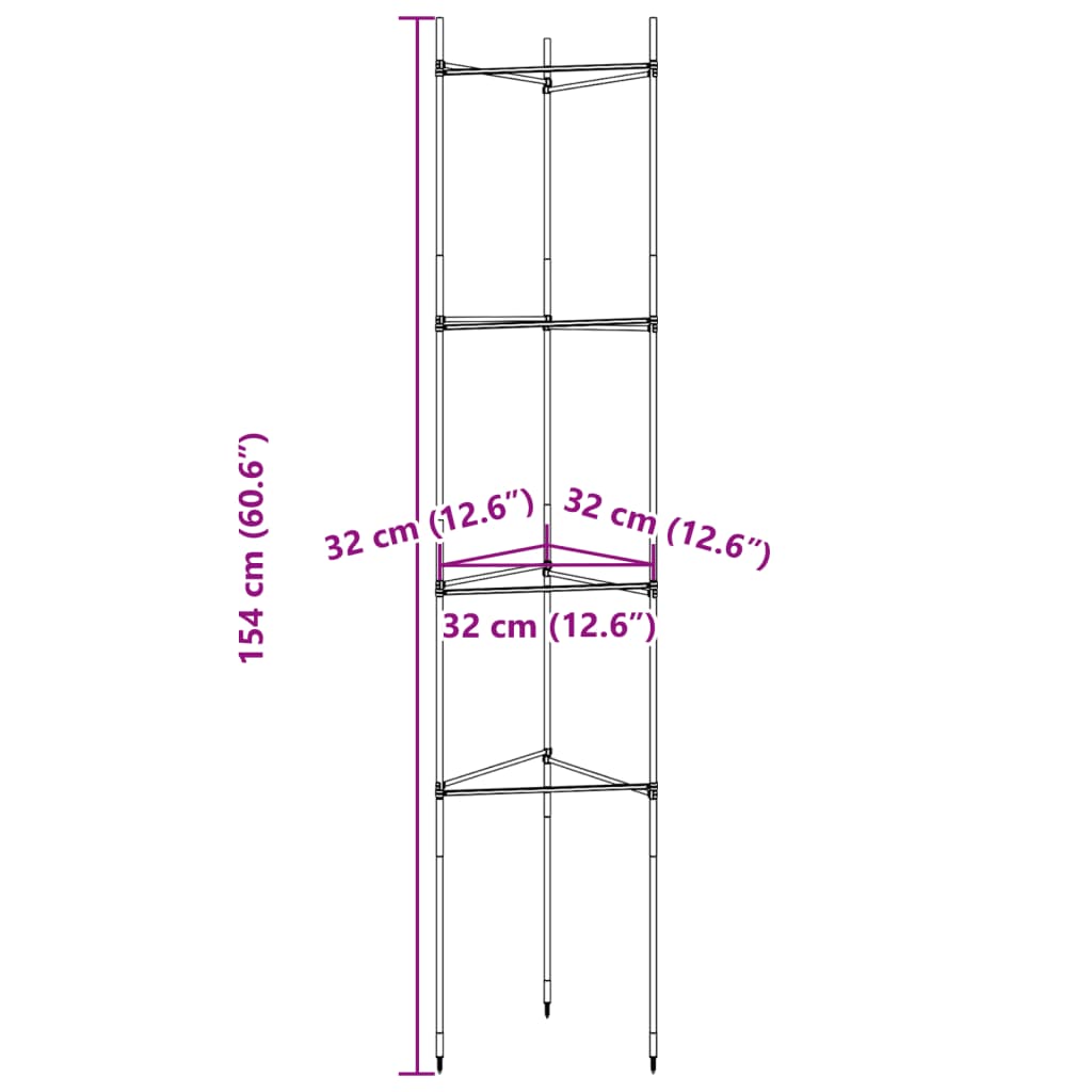 Tomatbur 8 st 154 cm stål och PP