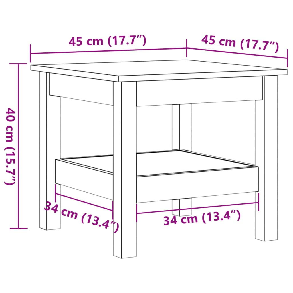 Soffbord vaxbrun 45x45x40 cm massiv furu