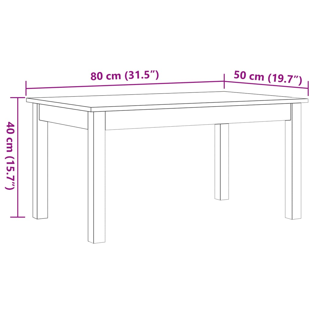 Soffbord vaxbrun 80x50x40 cm massiv furu