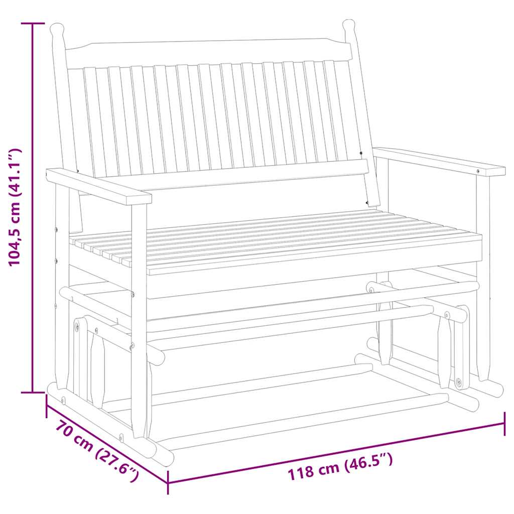 Gungbänk svart 118x70x104,5 cm massivt poppelträ