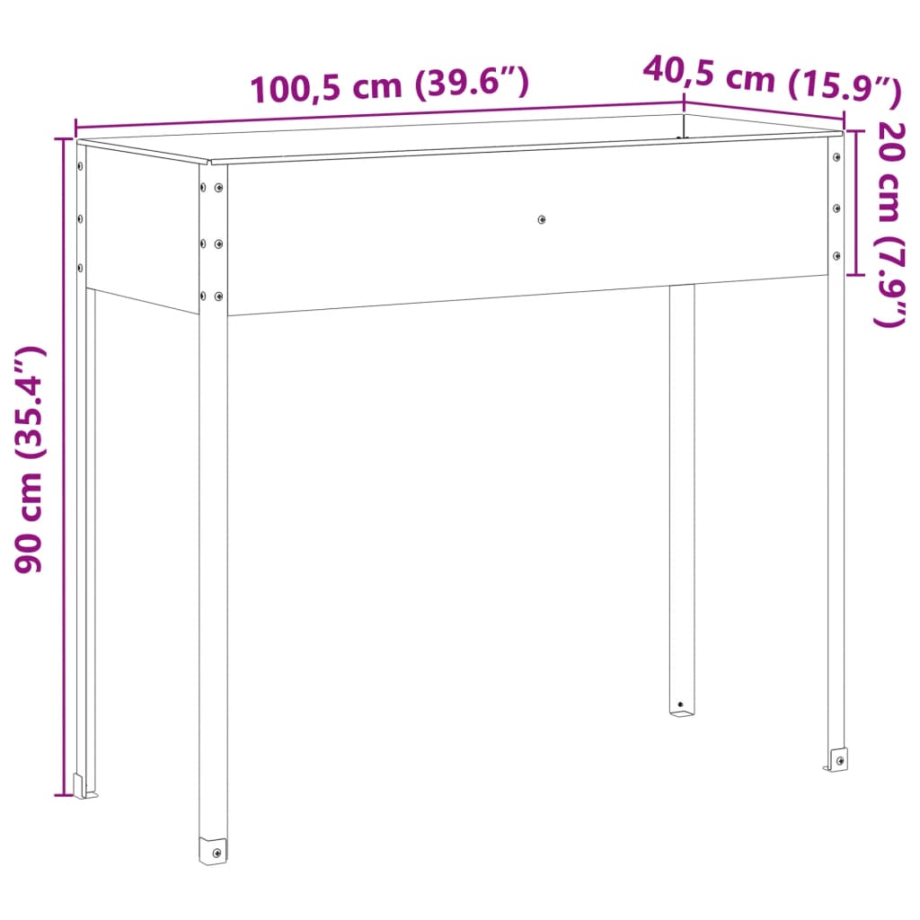 Odlingslåda 100,5x40,5x90 cm väderbeständigt stål