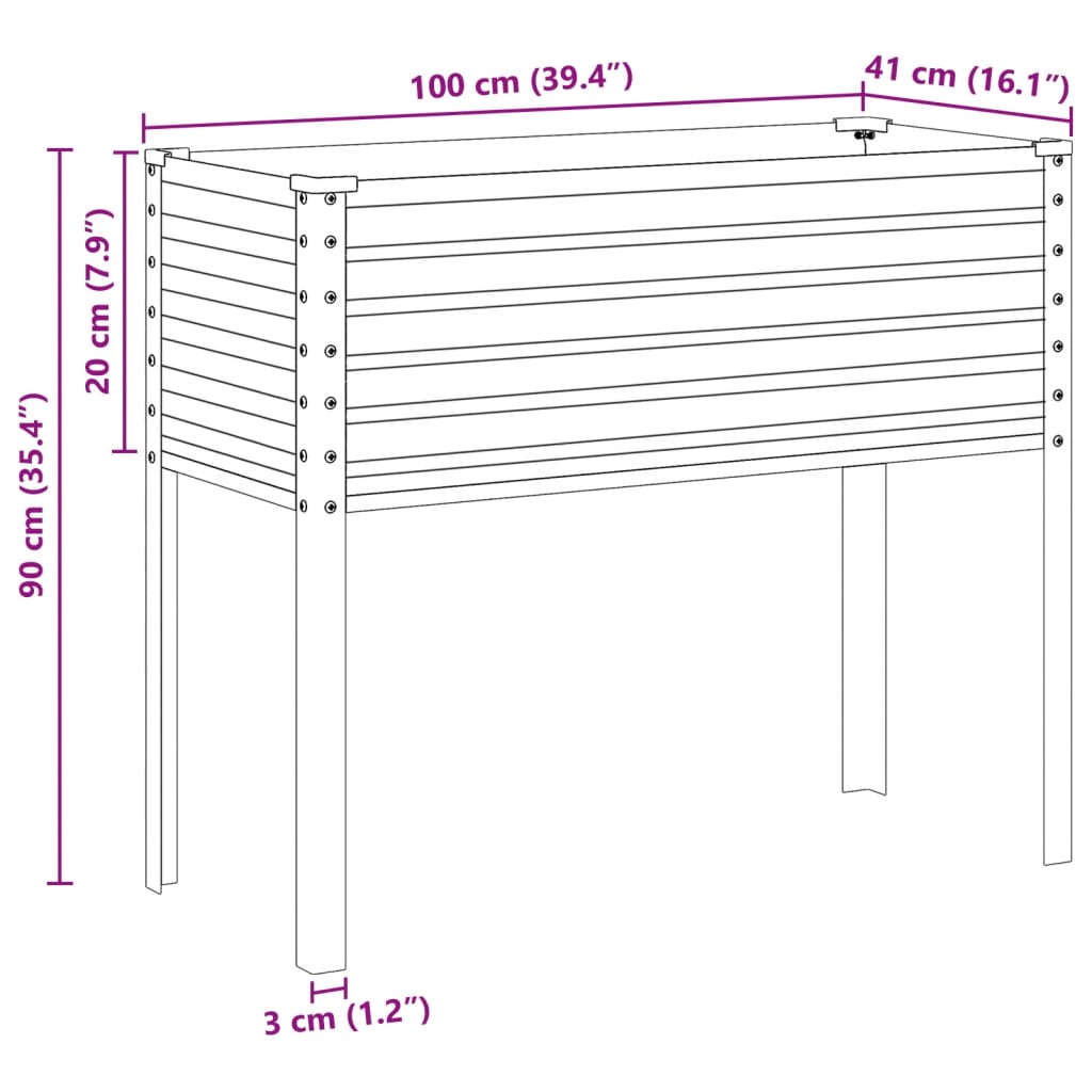 Trädgårdskruka grön 100x41x90 cm stål