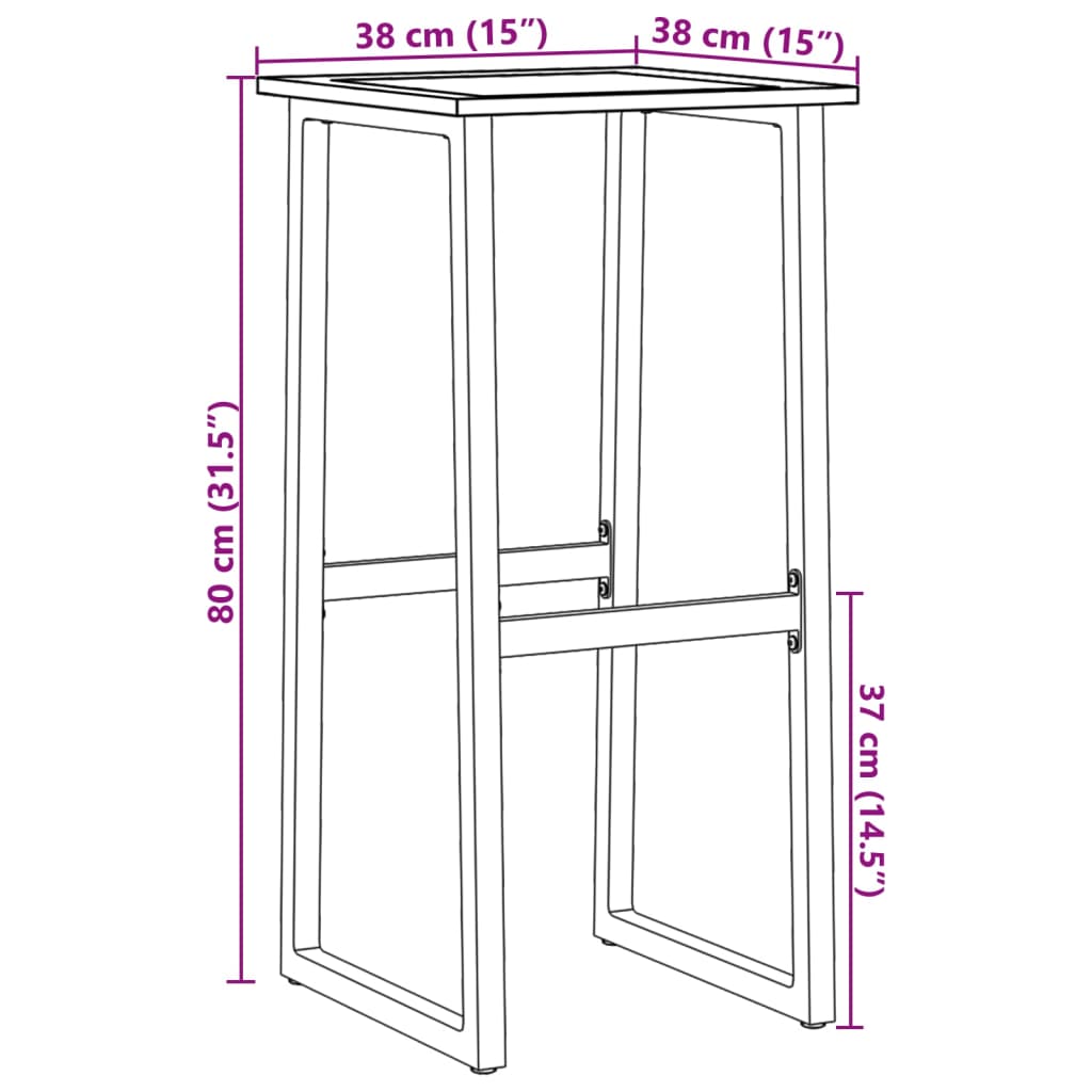 Barstolar 2 st svart 38x38x80 cm pulverlackerat stål