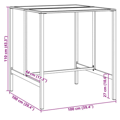 Barbord svart 100x100x110 cm pulverlackerat stål