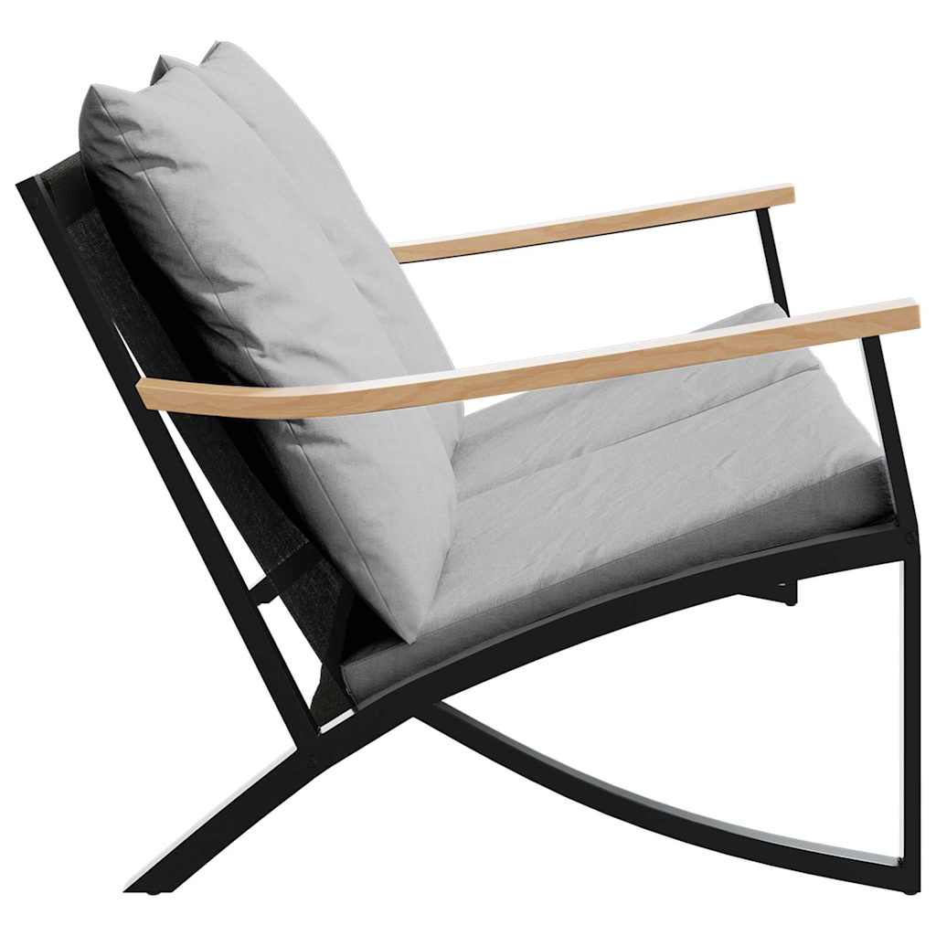 Trädgårdsbänk med dynor 120 cm svart stål