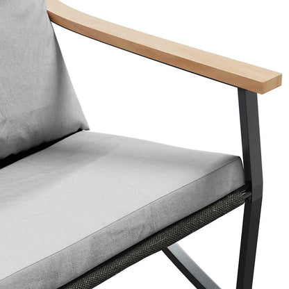 Trädgårdsbänk med dynor 120 cm svart stål