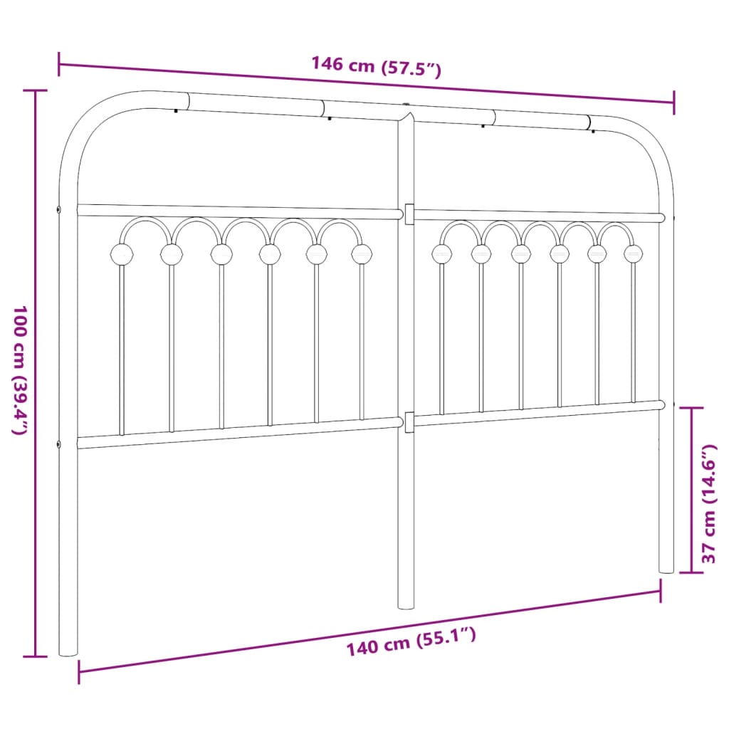 Huvudgavel metall vit 140 cm