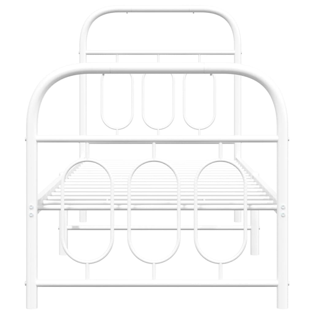 Sängram med huvudgavel och fotgavel vit metall 75x190 cm