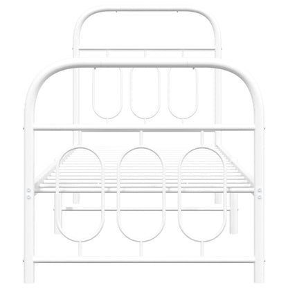 Sängram med huvudgavel och fotgavel vit metall 75x190 cm