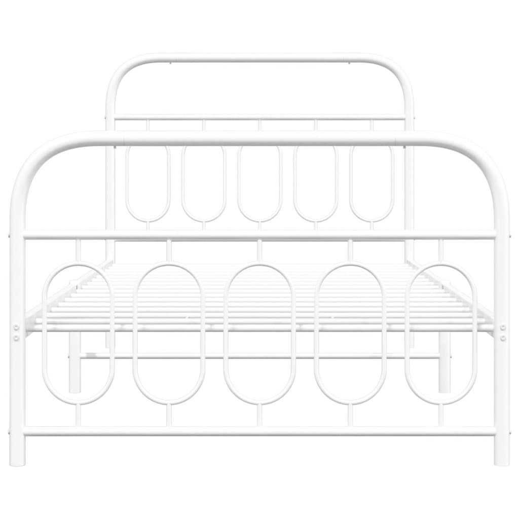 Sängram med huvudgavel och fotgavel vit metall 100x190 cm