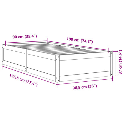 Sängram utan madrass 90x190 cm massiv furu