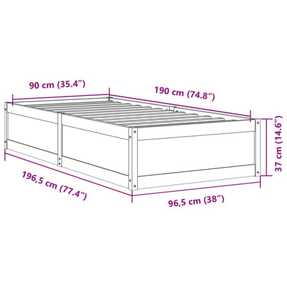 Sängram utan madrass vit 90x190 cm massiv furu