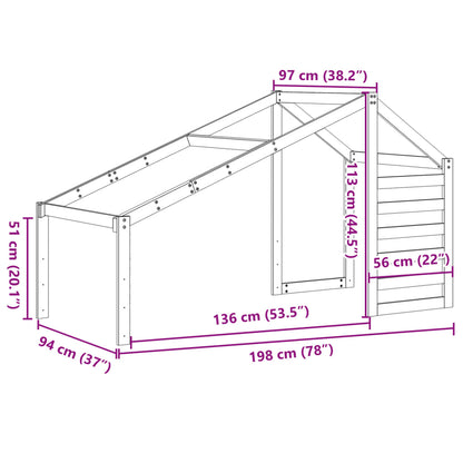 Tak till barnsäng vaxbrun 198x97x113 cm massiv furu