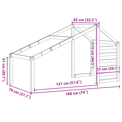 Tak till barnsäng vaxbrun 188x82x113 cm massiv furu