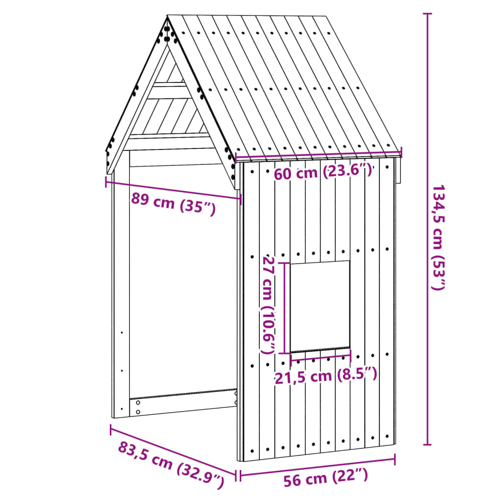 Tak till barnsäng 60x89x134,5 cm massiv furu