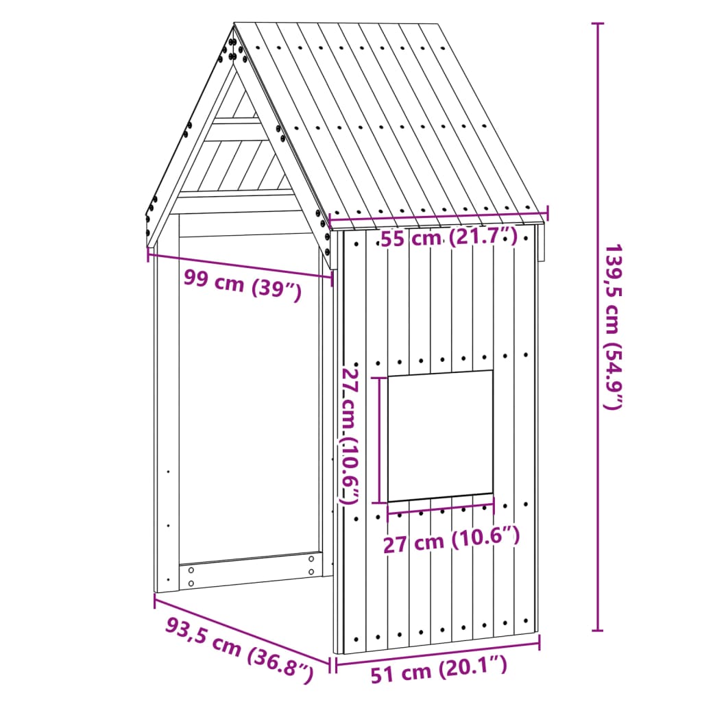 Tak till barnsäng 55x99x139,5 cm massiv furu