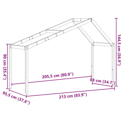 Tak till barnsäng vaxbrun 213x95,5x144,5 cm massiv furu