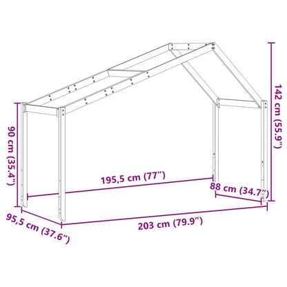 Tak till barnsäng vit 203x95,5x142 cm massiv furu