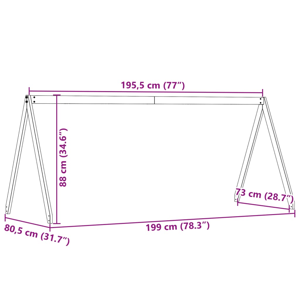 Tak till barnsäng vit 199x80,5x88 cm massiv furu