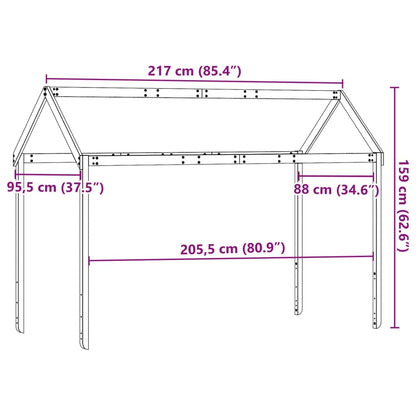 Tak till barnsäng vit 217x95,5x159 cm massiv furu