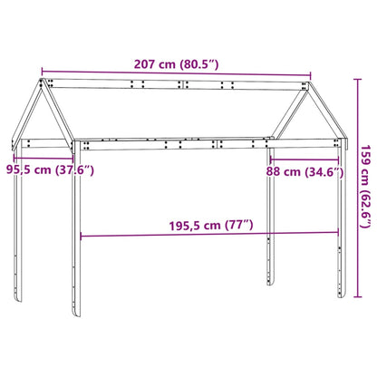 Tak till barnsäng 207x95,5x159 cm massiv furu