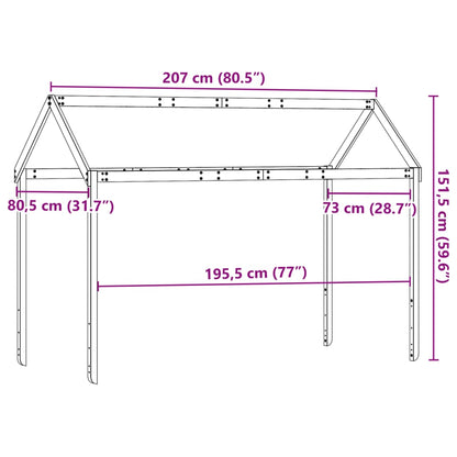 Tak till barnsäng 207x80,5x151,5 cm massiv furu