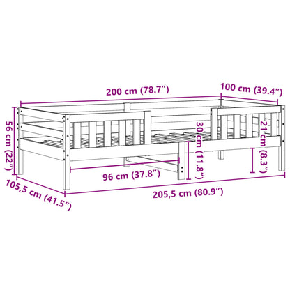 Sängram utan madrass 100x200 cm massiv furu