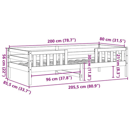 Sängram utan madrass vit 80x200 cm massiv furu