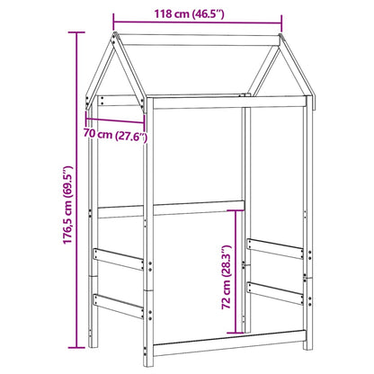 Tak till barnsäng 118x70x176,5 cm massiv furu