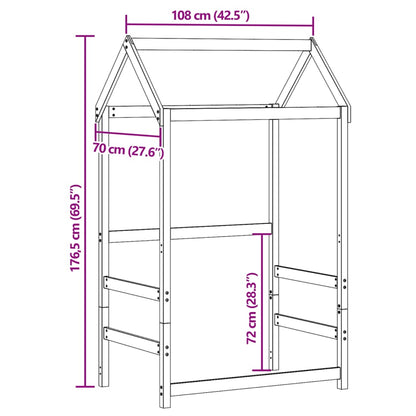 Tak till barnsäng 108x70x176,5 cm massiv furu