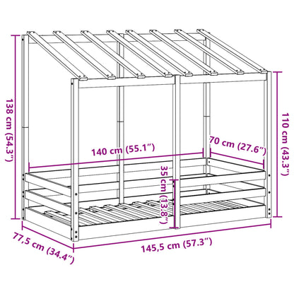 Barnsäng med tak vit 70x140 cm massiv furu