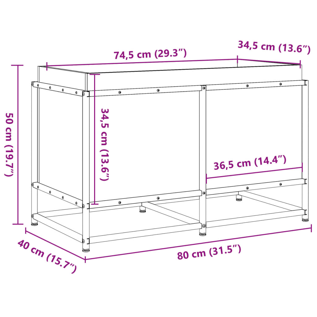 Odlingslåda 80x40x50 cm massivt furuträ