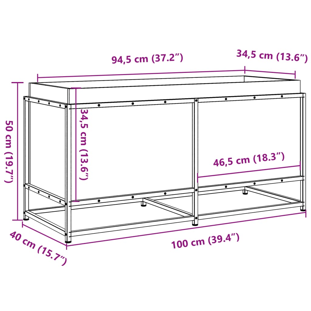 Odlingslåda 100x40x50 cm massiv furu