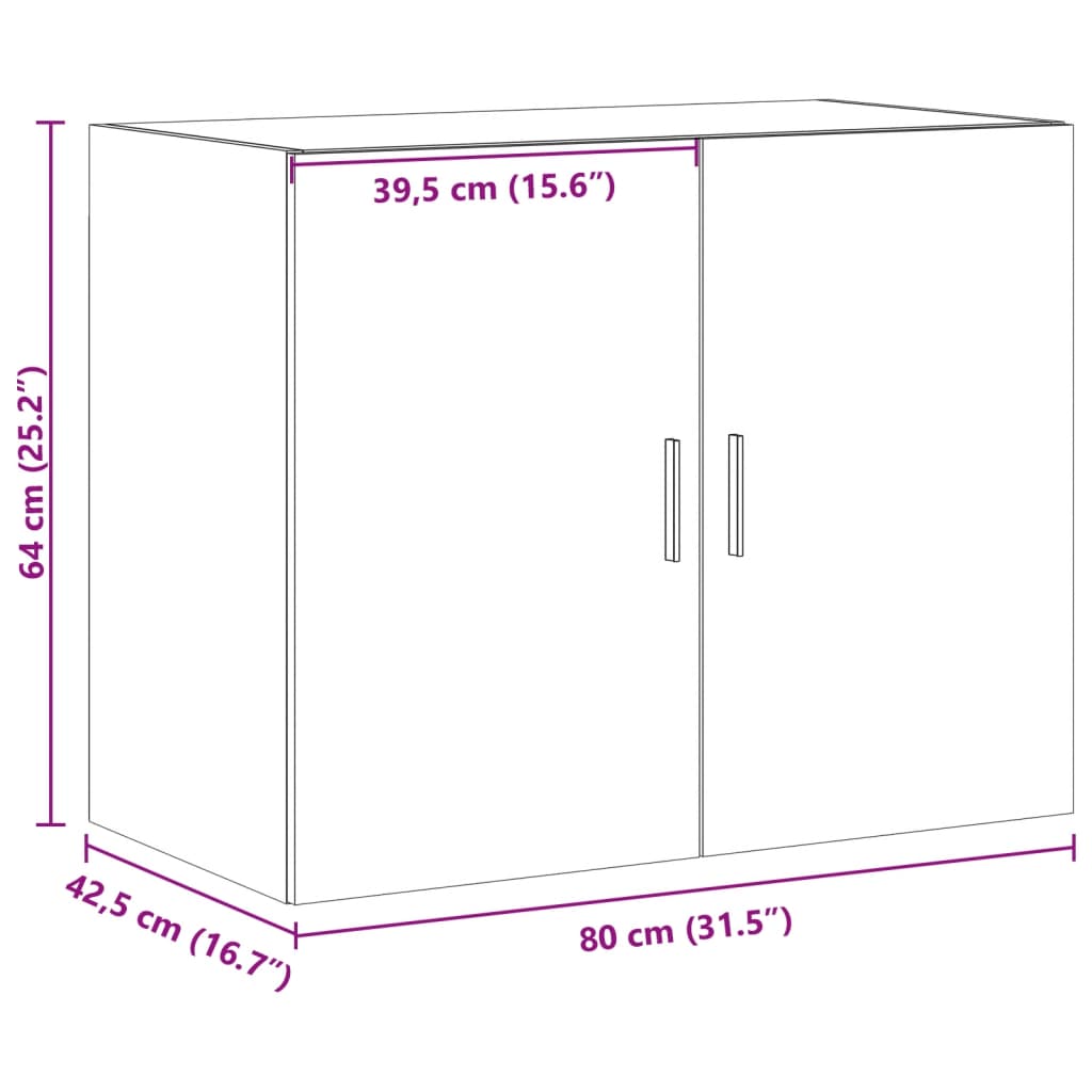 Väggskåp vit 80x42,5x64 cm konstruerat trä