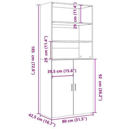 Högskåp sonoma-ek 80x42,5x185 cm konstruerat trä