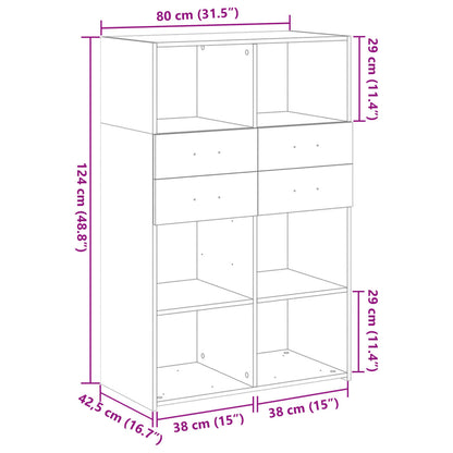 Högskåp sonoma-ek 80x42,5x124 cm konstruerat trä