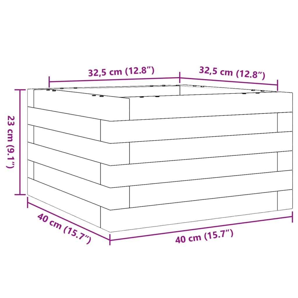 Odlingslåda vit 40x40x23 cm massiv furu