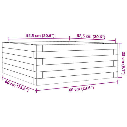 Odlingslåda vaxbrun 60x60x23 cm massiv furu