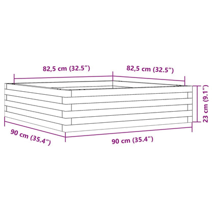 Odlingslåda 90x90x23 cm vit massiv furu