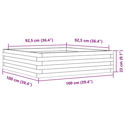 Odlingslåda 100x100x23 cm massivt furuträ