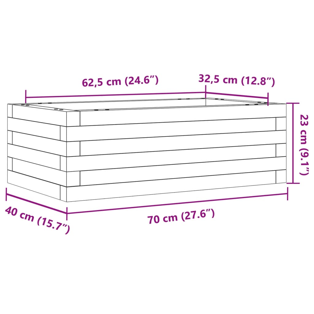 Odlingslådor vit 70x40x23 cm massiv furu